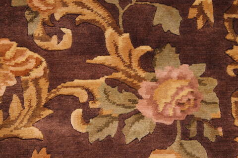 Indo-Tibetan Brown Hand Knotted 811 X 118  Area Rug 301-30841 Image 9