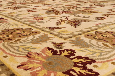 Indo-Tibetan Beige Hand Knotted 811 X 1110  Area Rug 301-30843 Image 2