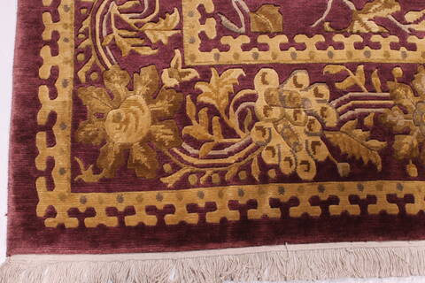 Indo-Tibetan Red Hand Knotted 93 X 121  Area Rug 301-30846 Image 1