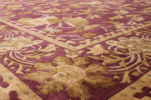 Indo-Tibetan Red Hand Knotted 93 X 121  Area Rug 301-30846 Image 2