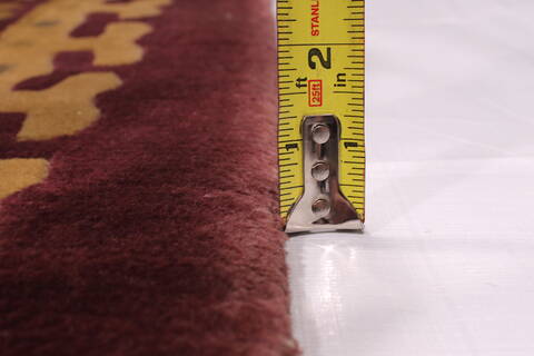 Indo-Tibetan Red Hand Knotted 93 X 121  Area Rug 301-30846 Image 5