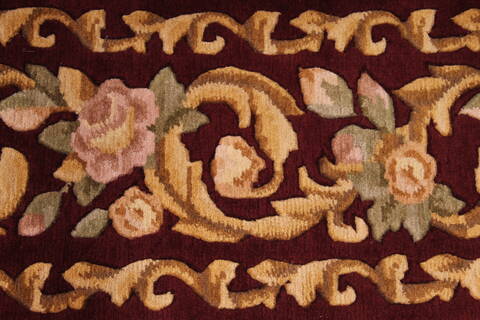 Indo-Tibetan Red Hand Knotted 91 X 118  Area Rug 301-30850 Image 1