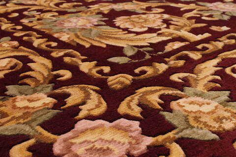 Indo-Tibetan Red Hand Knotted 91 X 118  Area Rug 301-30850 Image 3