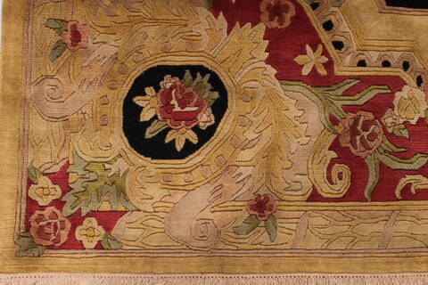 Indo-Tibetan Black Hand Knotted 90 X 119  Area Rug 301-30854 Image 2