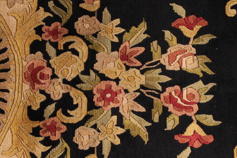 Indo-Tibetan Black Hand Knotted 90 X 119  Area Rug 301-30854 Image 8