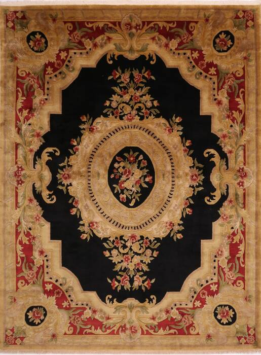 Indo-Tibetan Black Hand Knotted 90 X 119  Area Rug 301-30854 Image 0
