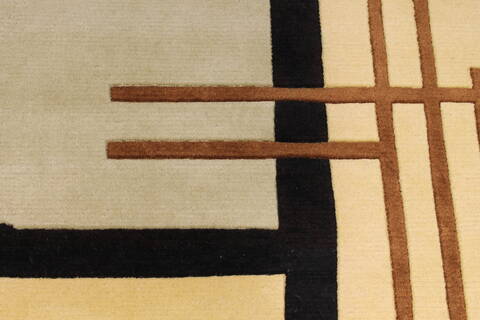 Indo-Tibetan Yellow Hand Knotted 89 X 1110  Area Rug 301-30855 Image 2