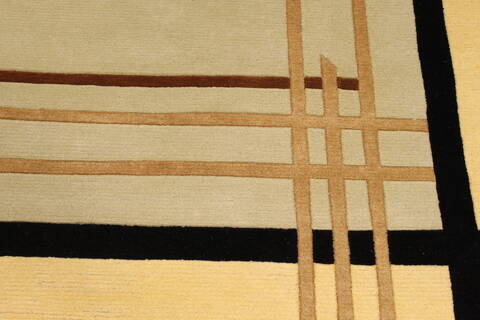 Indo-Tibetan Yellow Hand Knotted 89 X 1110  Area Rug 301-30855 Image 3