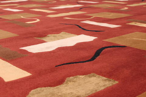 Indo-Tibetan Red Hand Knotted 93 X 121  Area Rug 301-30861 Image 1