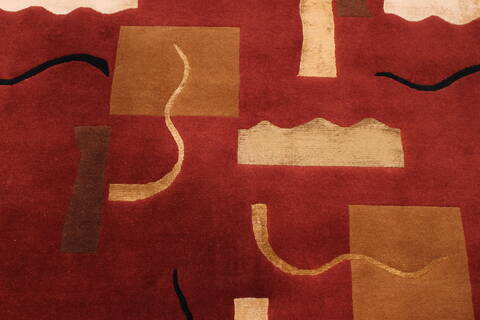 Indo-Tibetan Red Hand Knotted 93 X 121  Area Rug 301-30861 Image 6