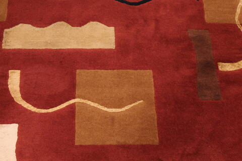 Indo-Tibetan Red Hand Knotted 93 X 121  Area Rug 301-30861 Image 7