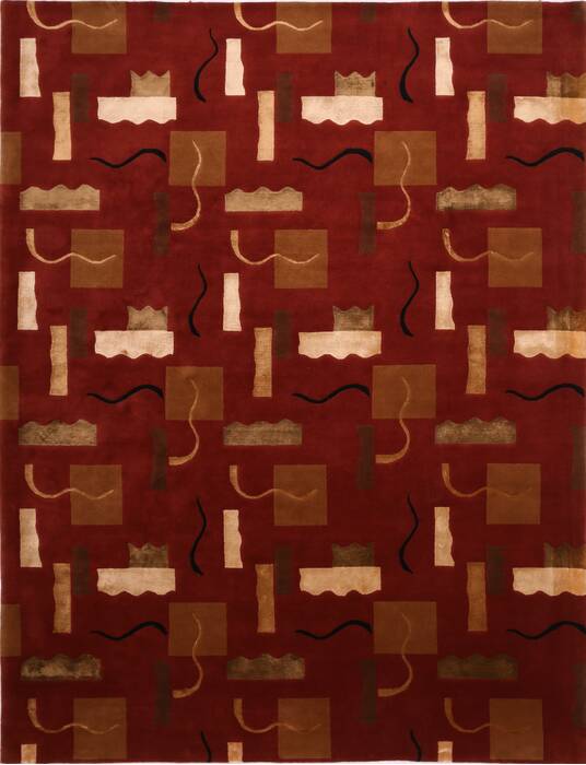 Indo-Tibetan Red Hand Knotted 93 X 121  Area Rug 301-30861 Image 0