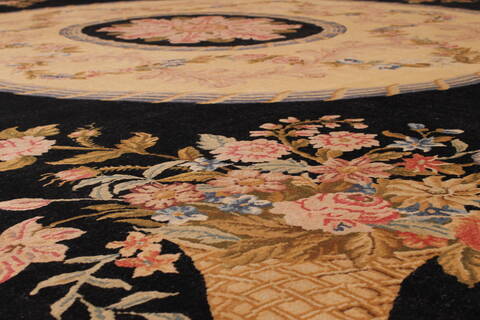 Asian Inspired Black Hand Knotted 90 X 120  Area Rug 301-30864 Image 1