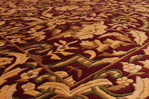 Indo-Tibetan Red Hand Knotted 90 X 1110  Area Rug 301-30866 Image 2