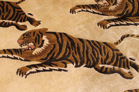 Indo-Tibetan Yellow Hand Knotted 89 X 114  Area Rug 301-30867 Image 1