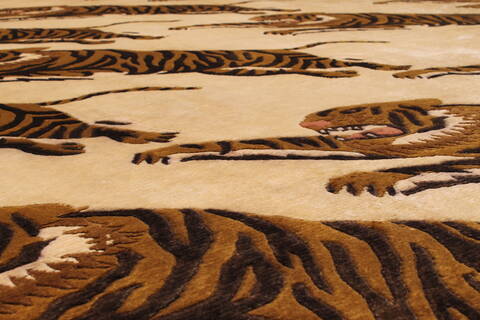 Indo-Tibetan Yellow Hand Knotted 89 X 114  Area Rug 301-30867 Image 2