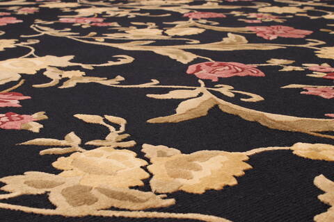 Indo-Tibetan Black Hand Knotted 92 X 120  Area Rug 301-30868 Image 1