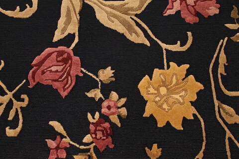 Indo-Tibetan Black Hand Knotted 92 X 120  Area Rug 301-30868 Image 5