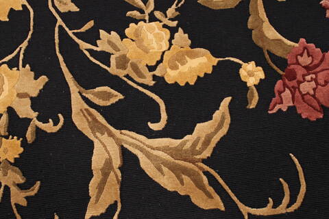 Indo-Tibetan Black Hand Knotted 92 X 120  Area Rug 301-30868 Image 6