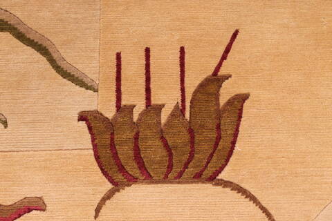 Indo-Tibetan Beige Hand Knotted 91 X 117  Area Rug 301-30871 Image 4