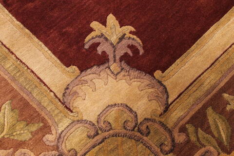 Aubusson Red Hand Knotted 91 X 120  Area Rug 301-30872 Image 1