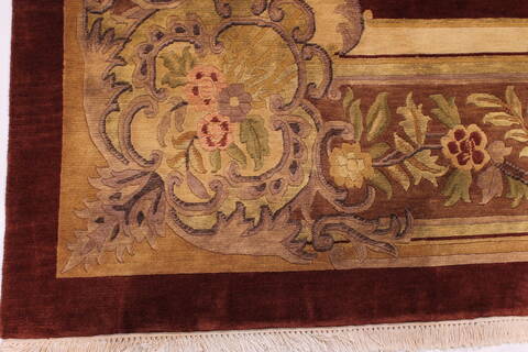 Aubusson Red Hand Knotted 91 X 120  Area Rug 301-30872 Image 2