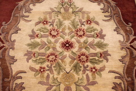 Aubusson Red Hand Knotted 91 X 120  Area Rug 301-30872 Image 4