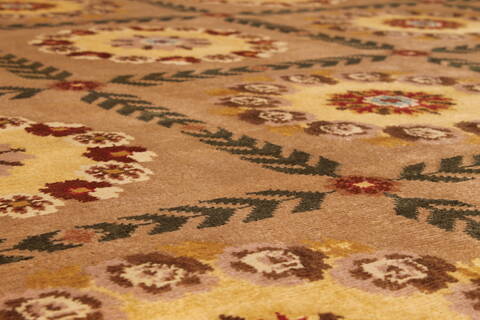 Indo-Tibetan Beige Hand Knotted 86 X 113  Area Rug 301-30873 Image 1