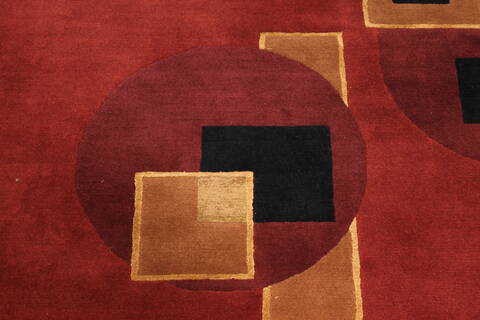Indo-Tibetan Red Hand Knotted 90 X 121  Area Rug 301-30874 Image 7