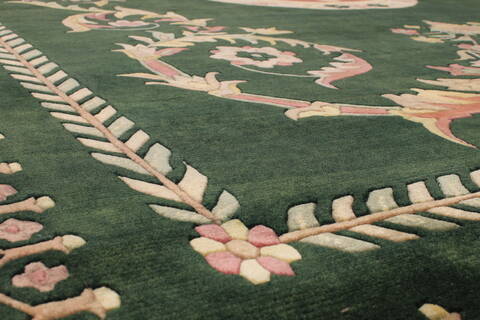 Nepal Green Hand Knotted 89 X 121  Area Rug 301-30875 Image 3
