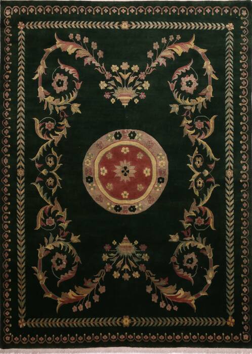 Nepal Green Hand Knotted 89 X 121  Area Rug 301-30875 Image 0