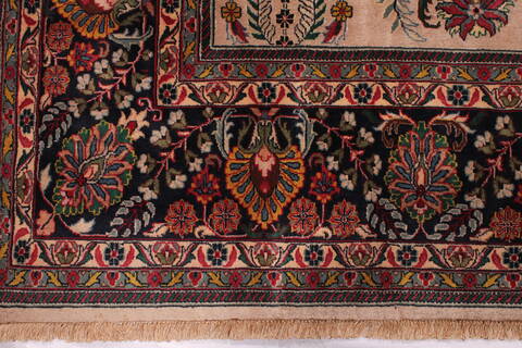 Sarouk Beige Hand Knotted 99 X 1311  Area Rug 301-30891 Image 1