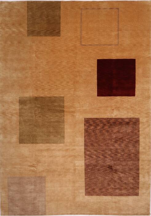 Indo-Tibetan Yellow Hand Knotted 99 X 139  Area Rug 301-30902 Image 0