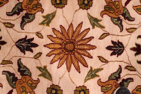 Sarouk Beige Hand Knotted 911 X 138  Area Rug 301-30921 Image 3