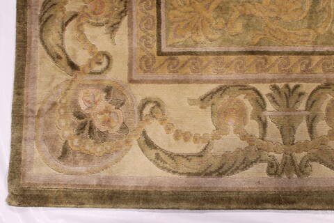 French Country Green Hand Knotted 98 X 1310  Area Rug 301-30934 Image 1