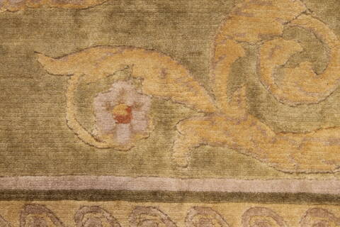 French Country Green Hand Knotted 98 X 1310  Area Rug 301-30934 Image 7