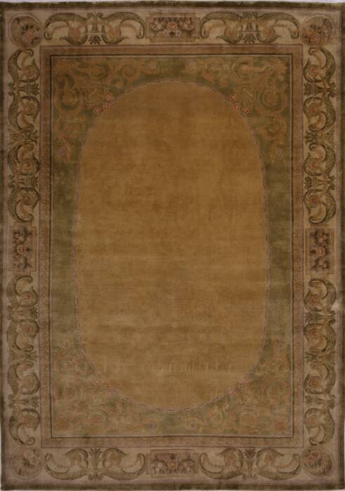 French Country Green Hand Knotted 98 X 1310  Area Rug 301-30934 Image 0
