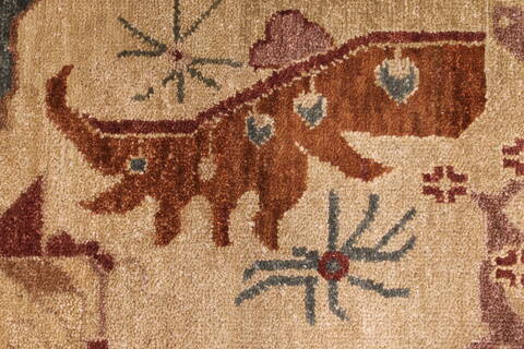 Oushak Yellow Hand Knotted 96 X 136  Area Rug 301-30936 Image 6