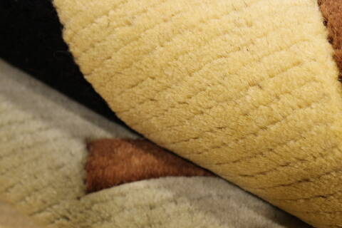 Indo-Tibetan Yellow Hand Knotted 98 X 139  Area Rug 301-30938 Image 2