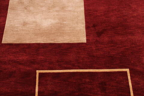 Indo-Tibetan Red Hand Knotted 99 X 1311  Area Rug 301-30941 Image 4