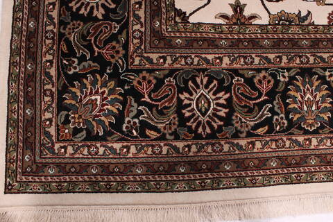 Kashan Beige Hand Knotted 121 X 150  Area Rug 301-30955 Image 1