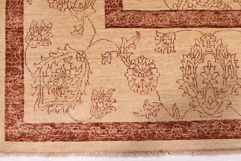 Agra Beige Hand Knotted 101 X 149  Area Rug 301-30992 Image 1
