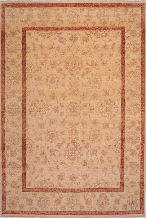 Agra Beige Hand Knotted 101 X 149  Area Rug 301-30992 Image 0