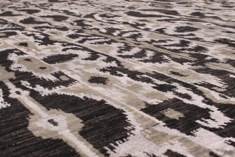 Modern-Contemporary Black Hand Knotted 1110 X 147  Area Rug 301-30999 Image 1