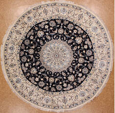 Nain Black Round Hand Knotted 6'5" X 6'5"  Area Rug 254-31013