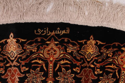 Qum Brown Round Hand Knotted 66 X 66  Area Rug 254-32024 Image 1