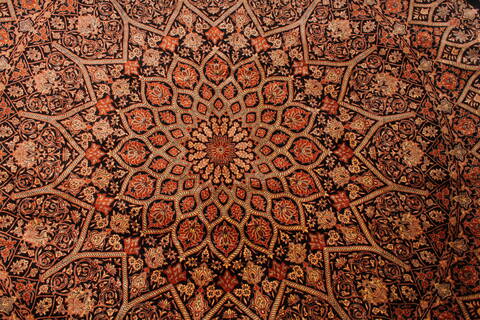 Qum Brown Round Hand Knotted 66 X 66  Area Rug 254-32024 Image 2