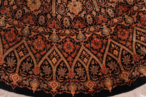 Qum Brown Round Hand Knotted 66 X 66  Area Rug 254-32024 Image 3