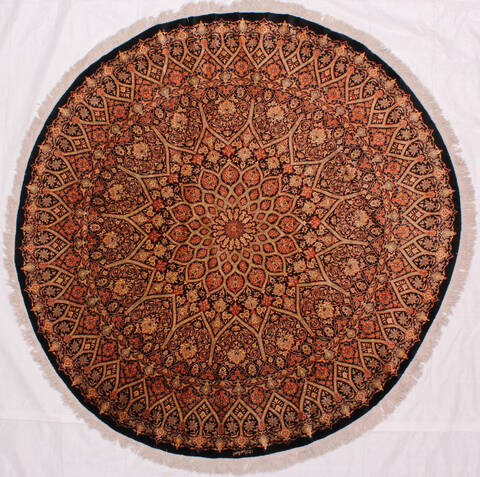 Qum Brown Round Hand Knotted 66 X 66  Area Rug 254-32024 Image 0
