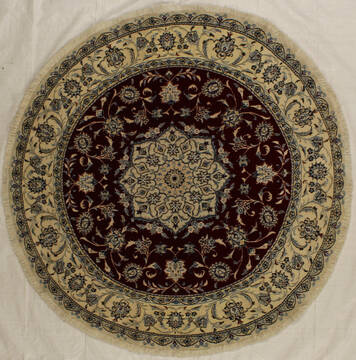 Nain Beige Round Hand Knotted 5'0" X 5'0"  Area Rug 254-32027